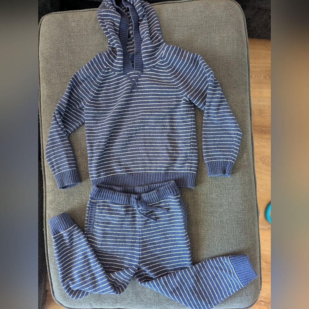 Janie and Jack Navy and White Striped Sweater Set
